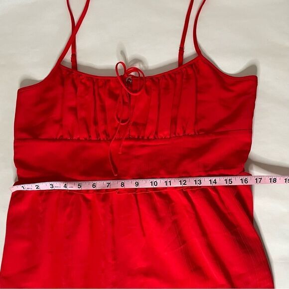 BCBGeneration Revolve womens crinkle poly A-Line Mini Dress chili Red L - Picture 7 of 12